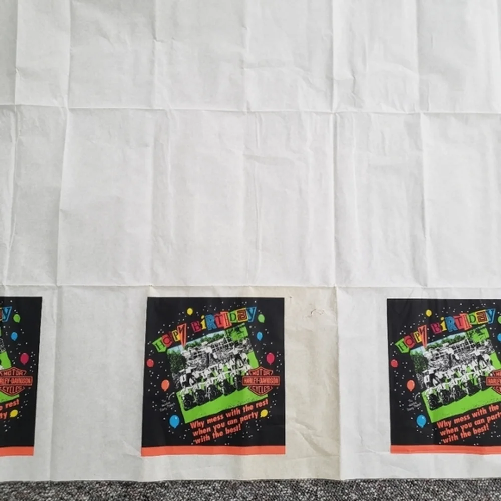 Vintage 90s‎ Harley Davidson Birthday Tablecloth